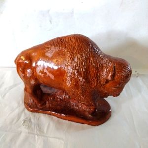 Vtg Red Mill Mfg Buffalo Figurine Pecan Resin USA 7" Tal